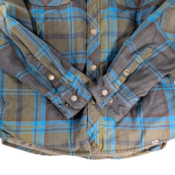 L.L.Bean Men's Small Brown Blue Plaid Lined Katahdin Performance Flannel Shirt - Picture 7 of 11